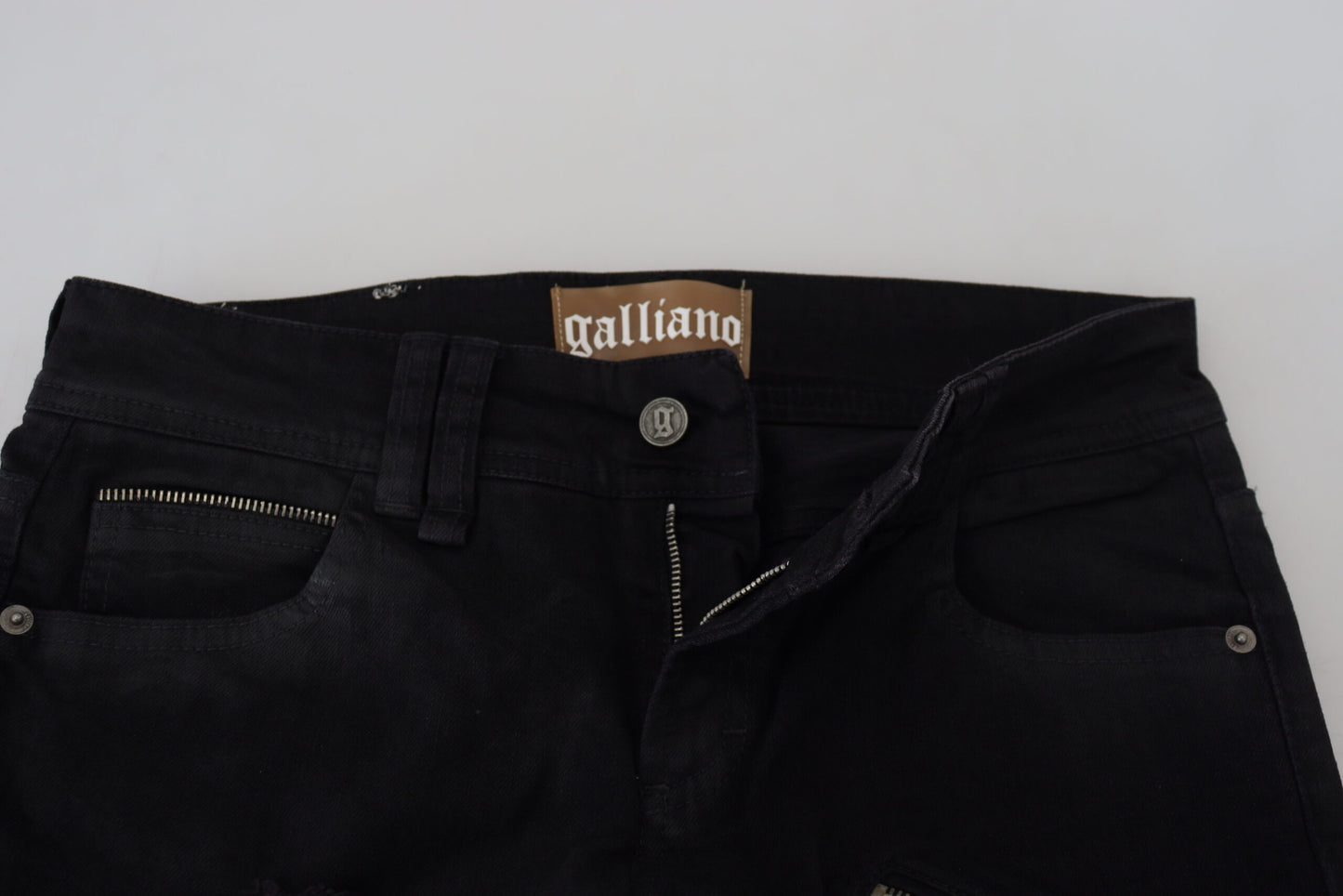 John Galliano Black Cotton Mid Waist Skinny Slim Fit Denim Jeans by John Galliano