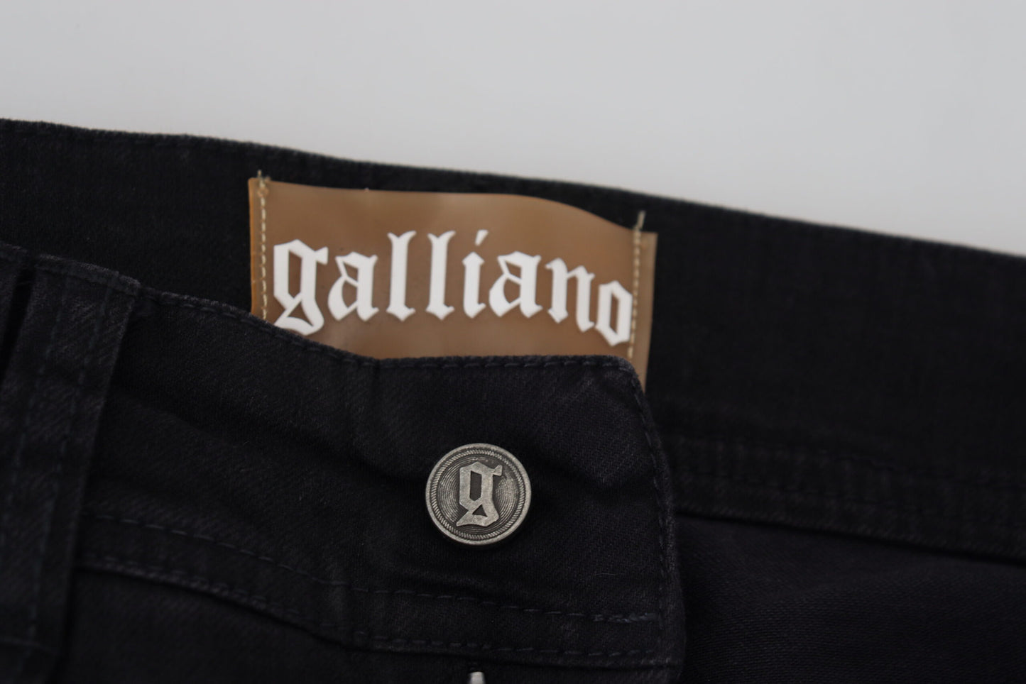 John Galliano Black Cotton Mid Waist Skinny Slim Fit Denim Jeans by John Galliano