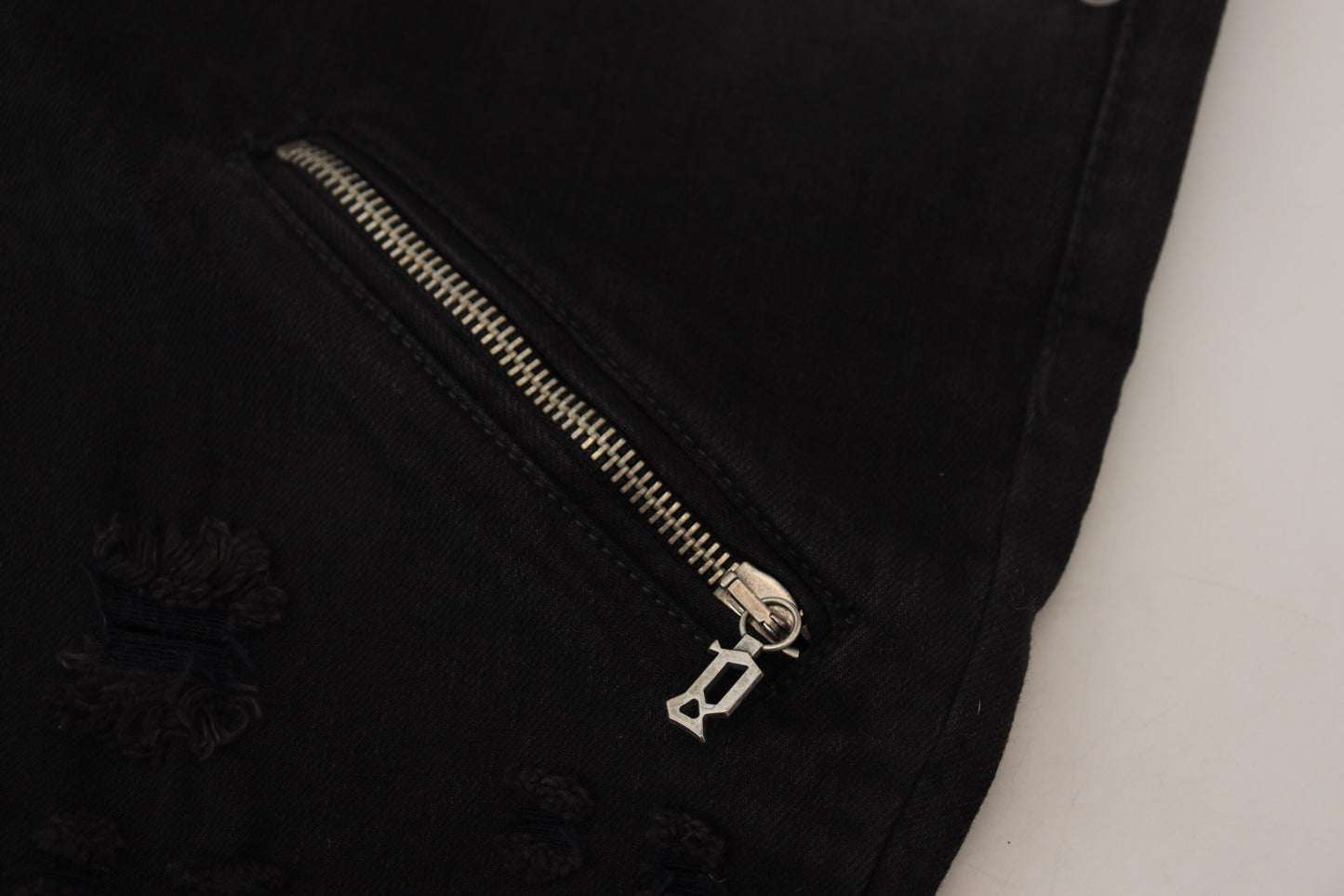 John Galliano Black Cotton Mid Waist Skinny Slim Fit Denim Jeans by John Galliano