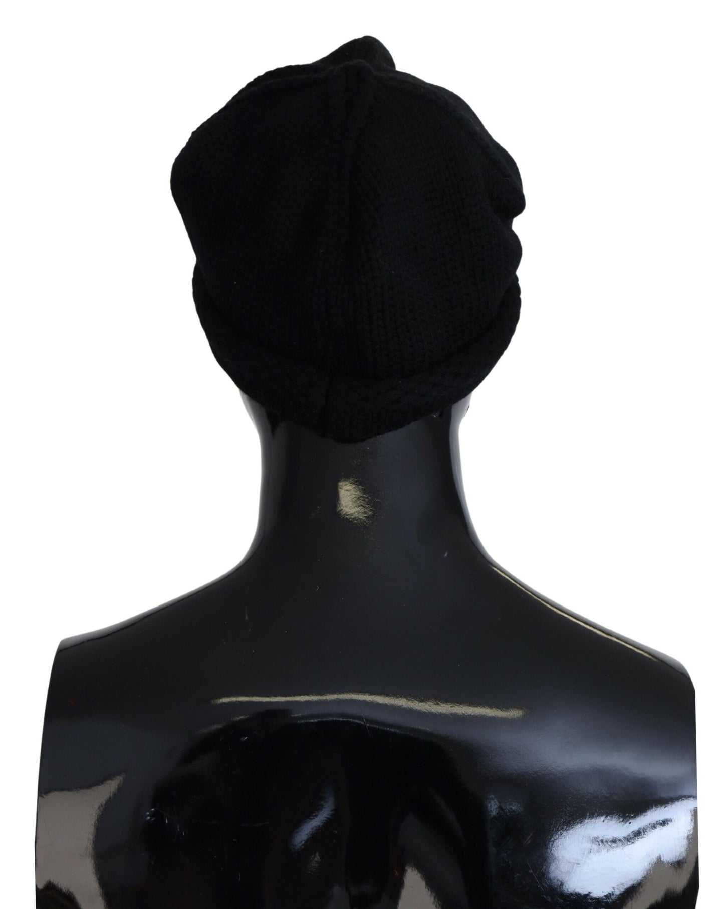 Bonnet élégant en laine vierge noire Dolce & Gabbana