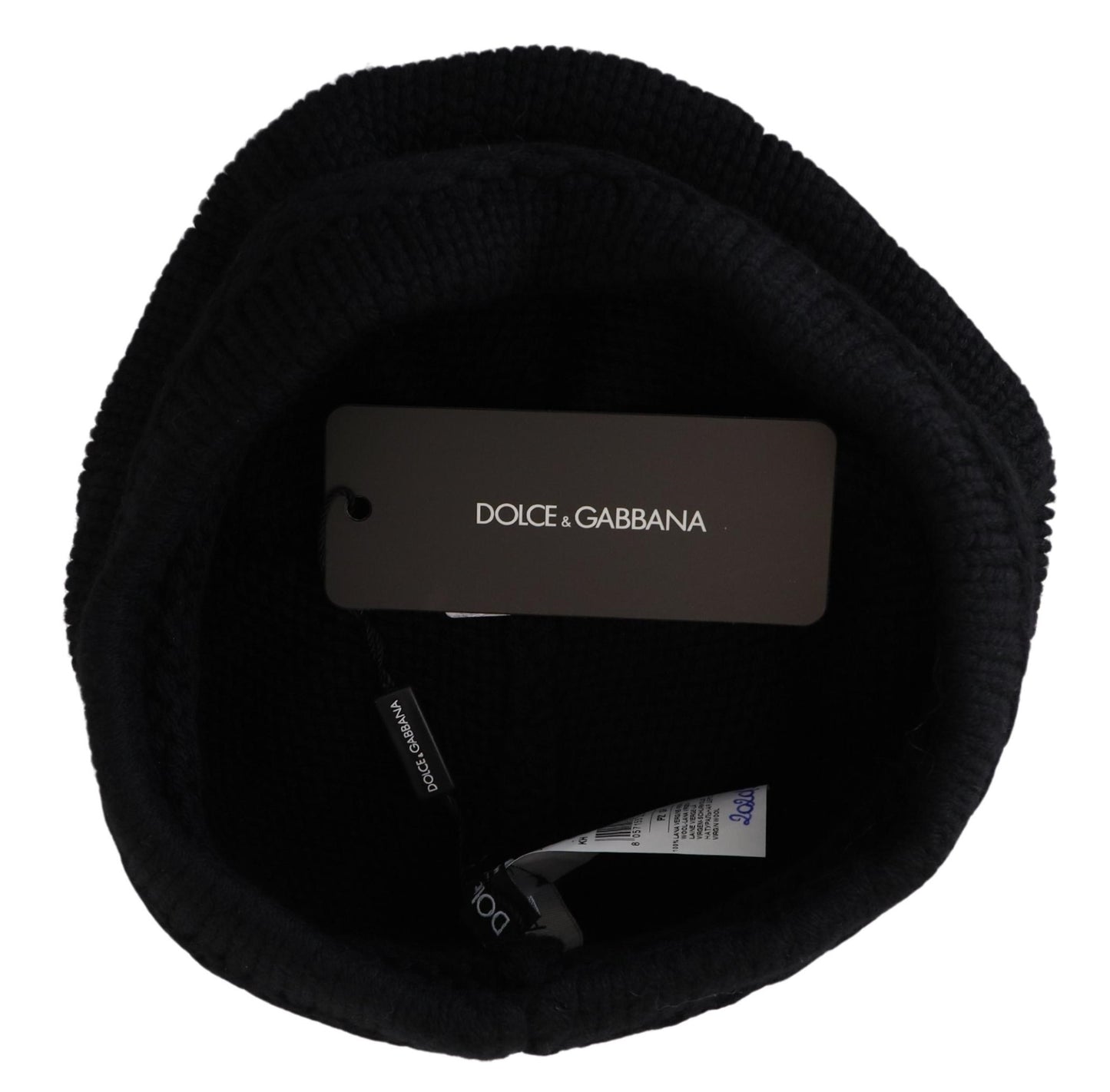 Bonnet élégant en laine vierge noire Dolce & Gabbana