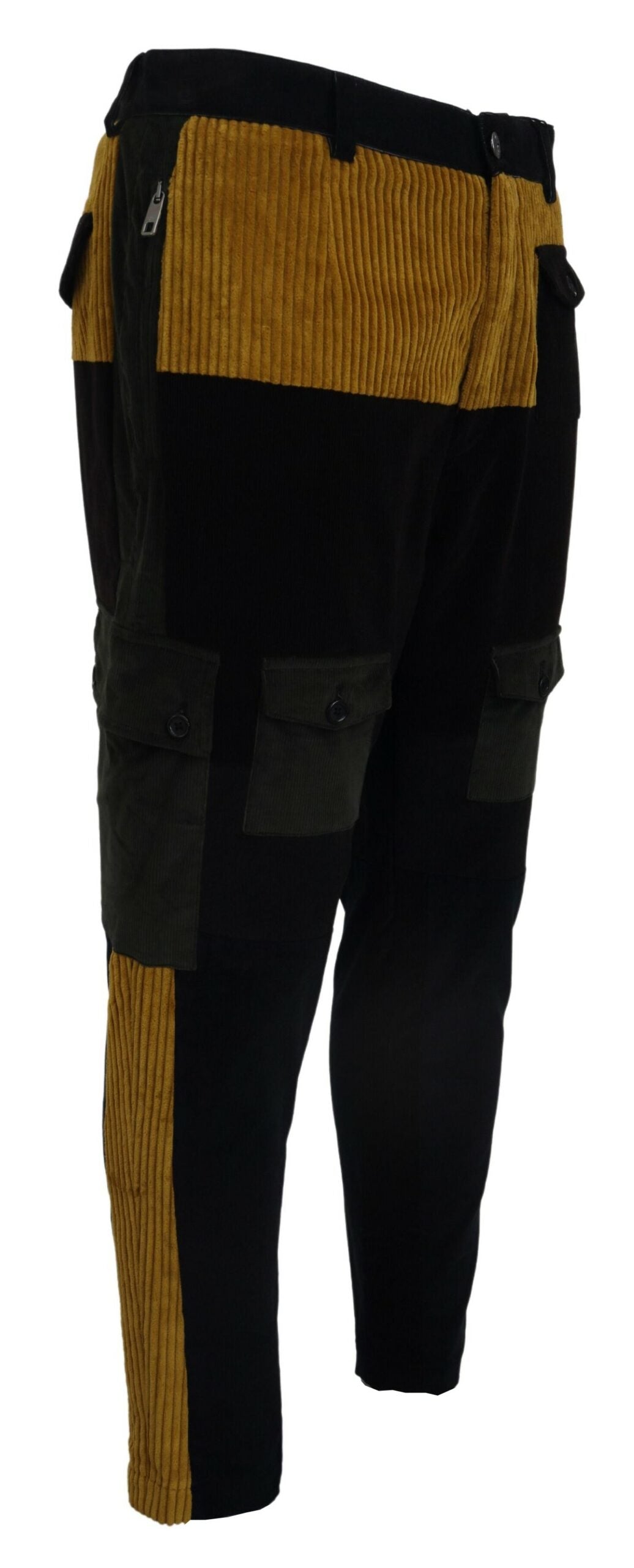 Pantalon fuselé noir élégant avec accents jaunes Dolce & Gabbana