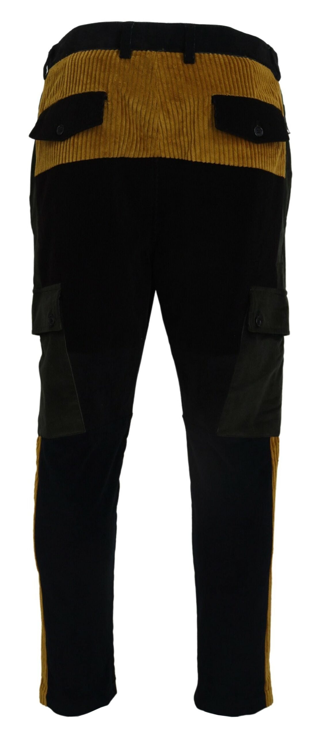 Pantalon fuselé noir élégant avec accents jaunes Dolce & Gabbana