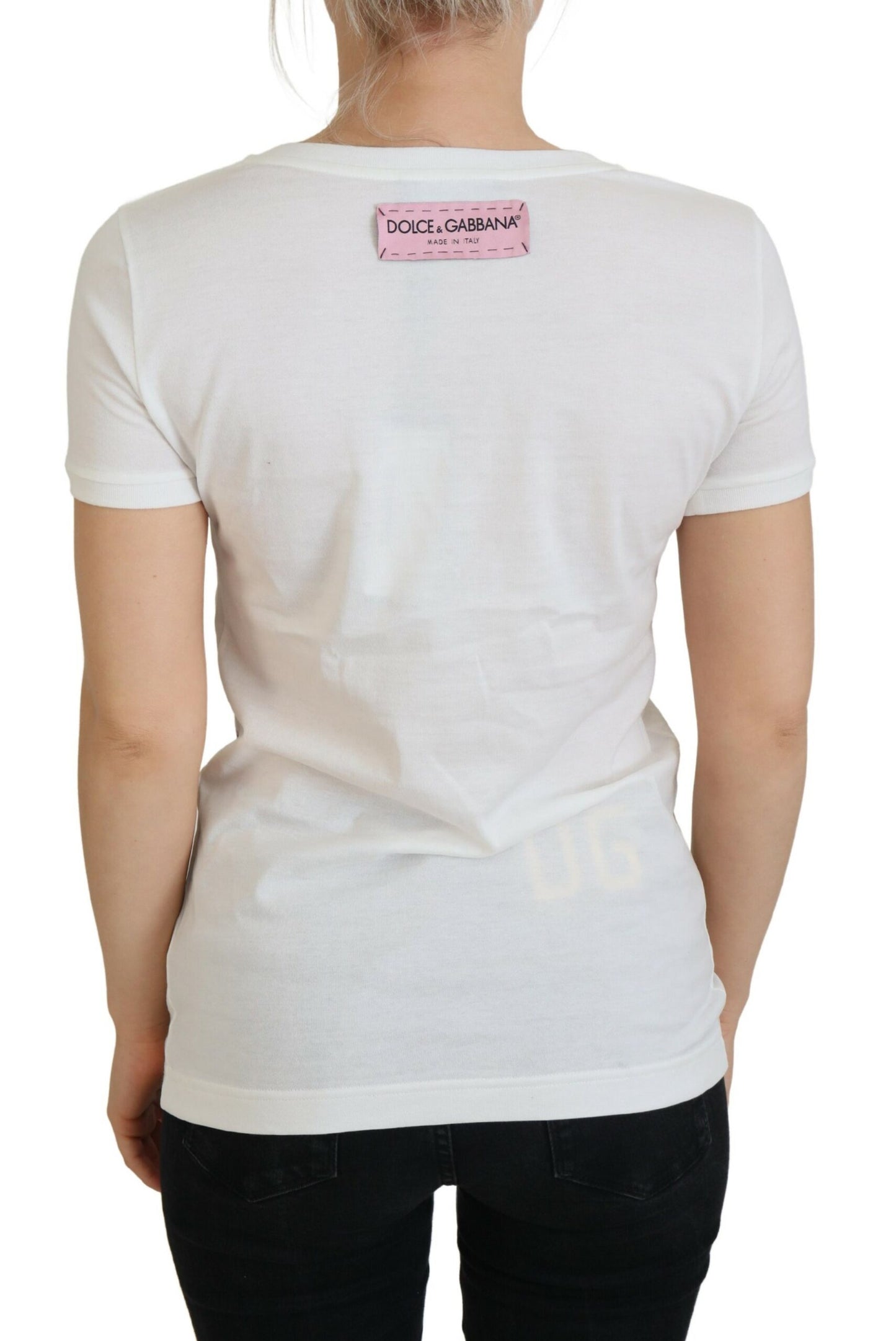 T-shirt élégant en coton à imprimé roses multicolores Dolce & Gabbana