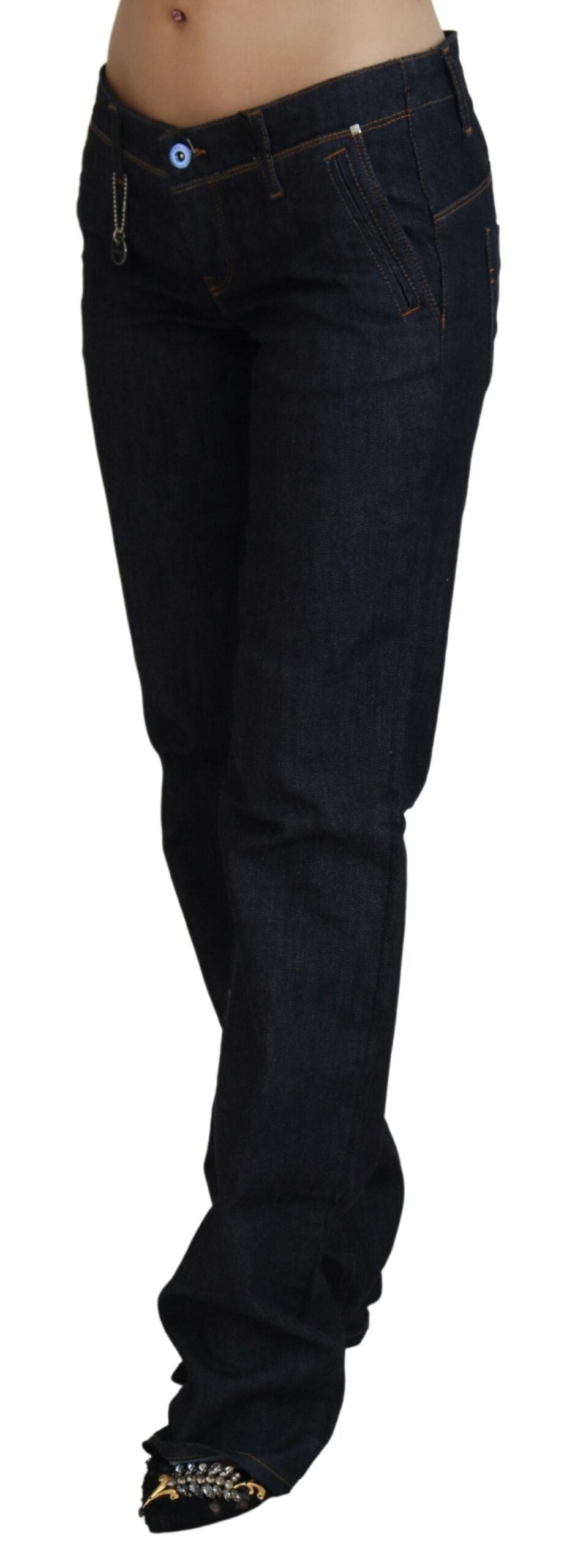 Costume National Blue Low Waist Straight Denim Pants Jeans by Costume National