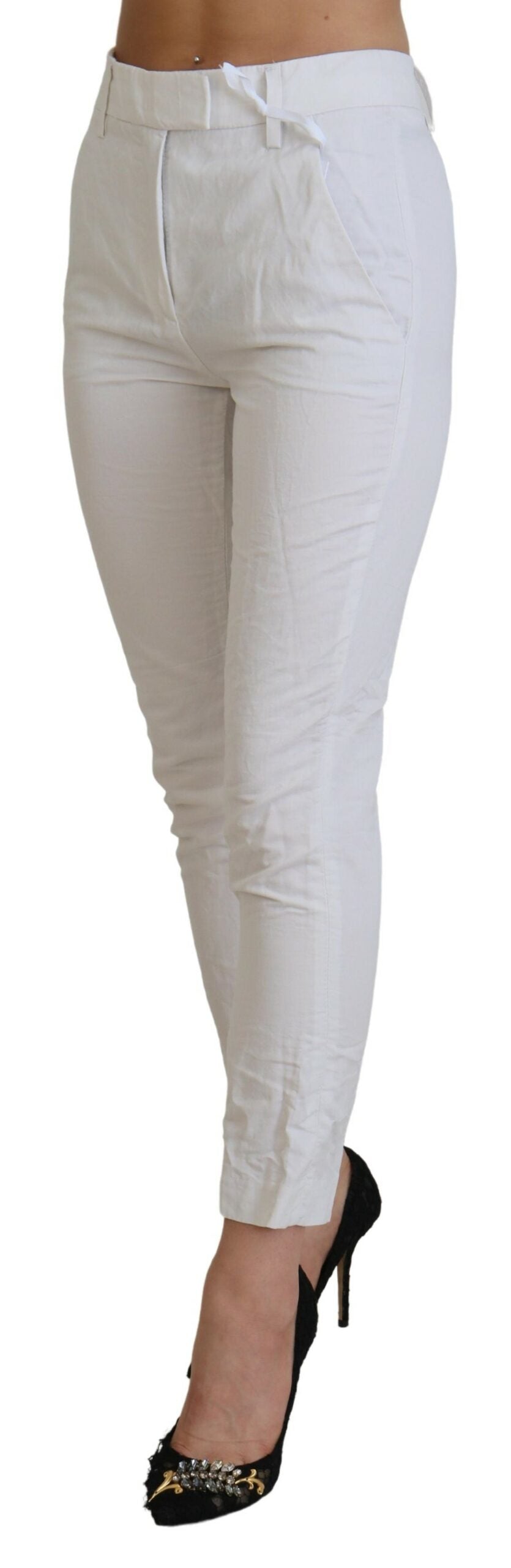 Dondup White High Waist Tapered Women Pants by Dondup