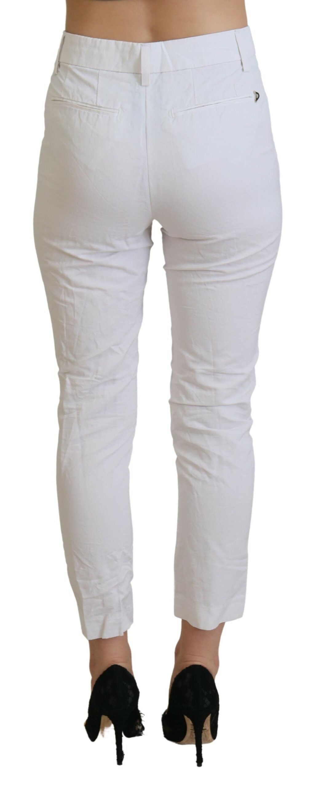 Dondup White High Waist Tapered Women Pants by Dondup