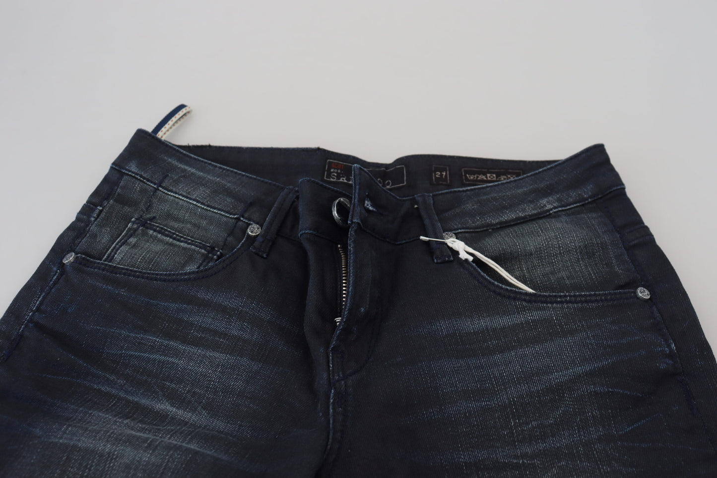Eight Blue Washed Low Waist Slim Fit Cotton Denim Jeans