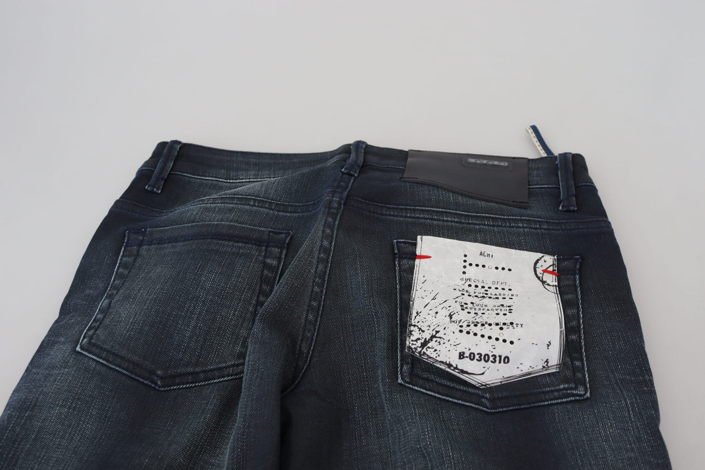 Eight Blue Washed Low Waist Slim Fit Cotton Denim Jeans