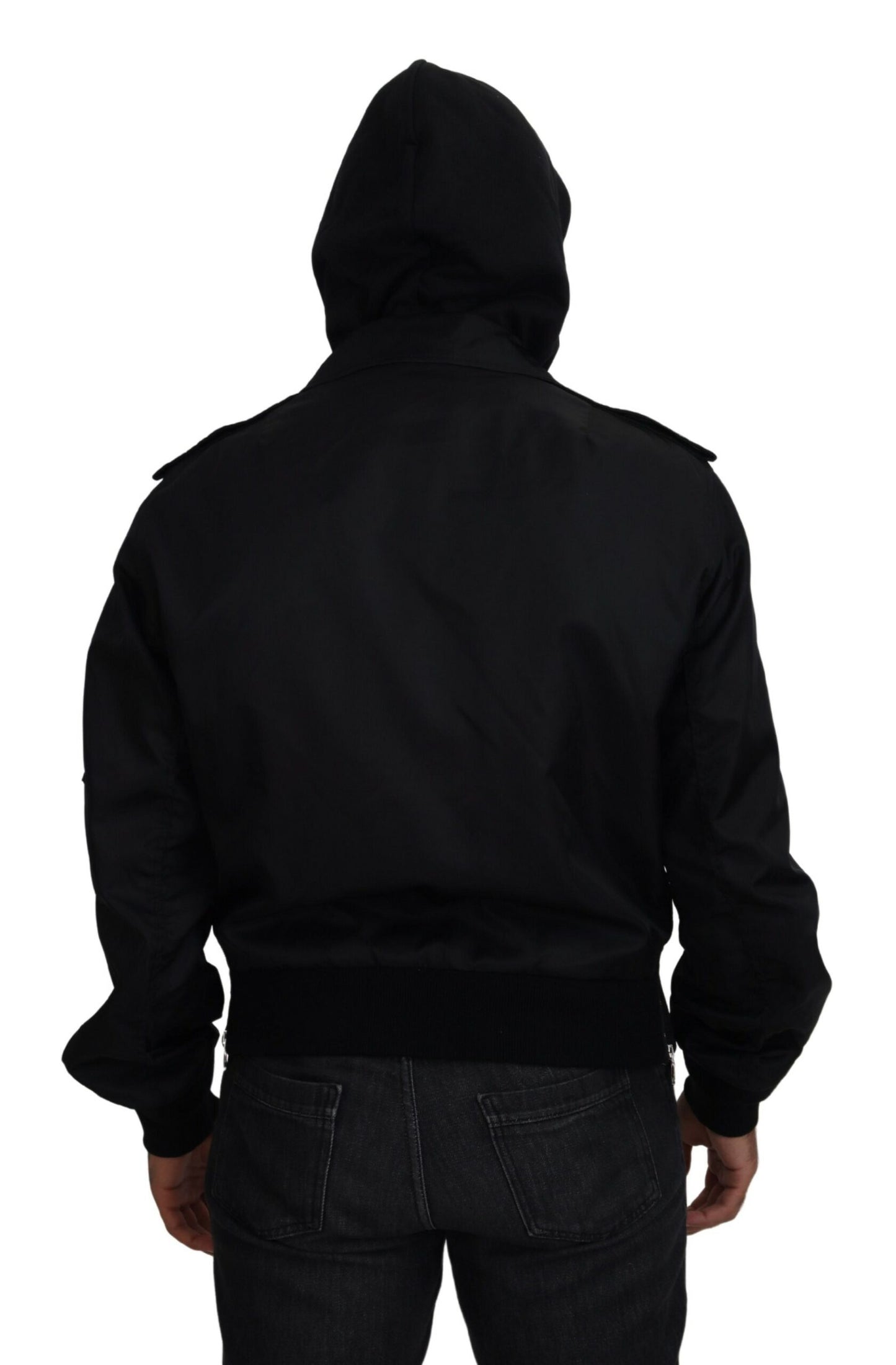 Dolce & Gabbana - Veste bomber à capuche noire élégante