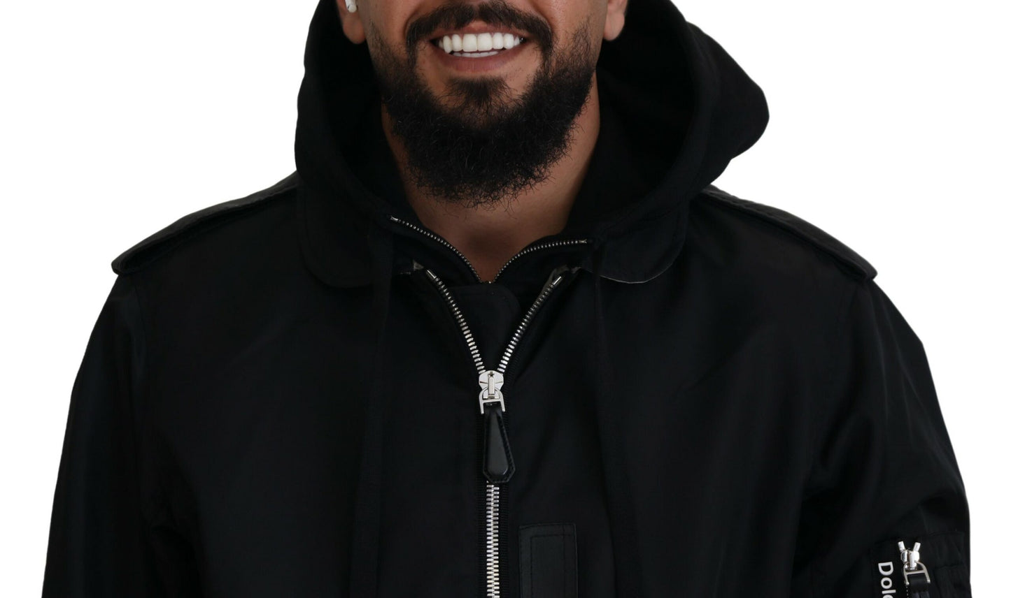 Dolce & Gabbana - Veste bomber à capuche noire élégante