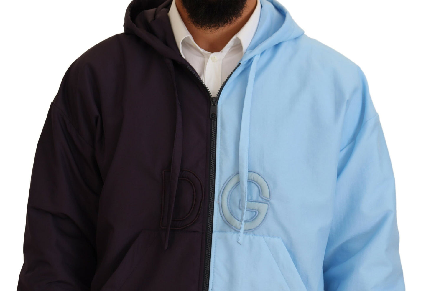 Veste à capuche bleue élégante Dolce & Gabbana - Fermeture éclair intégrale