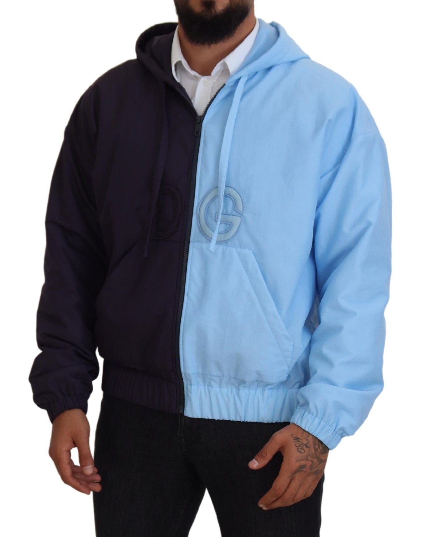 Veste à capuche bleue élégante Dolce & Gabbana - Fermeture éclair intégrale