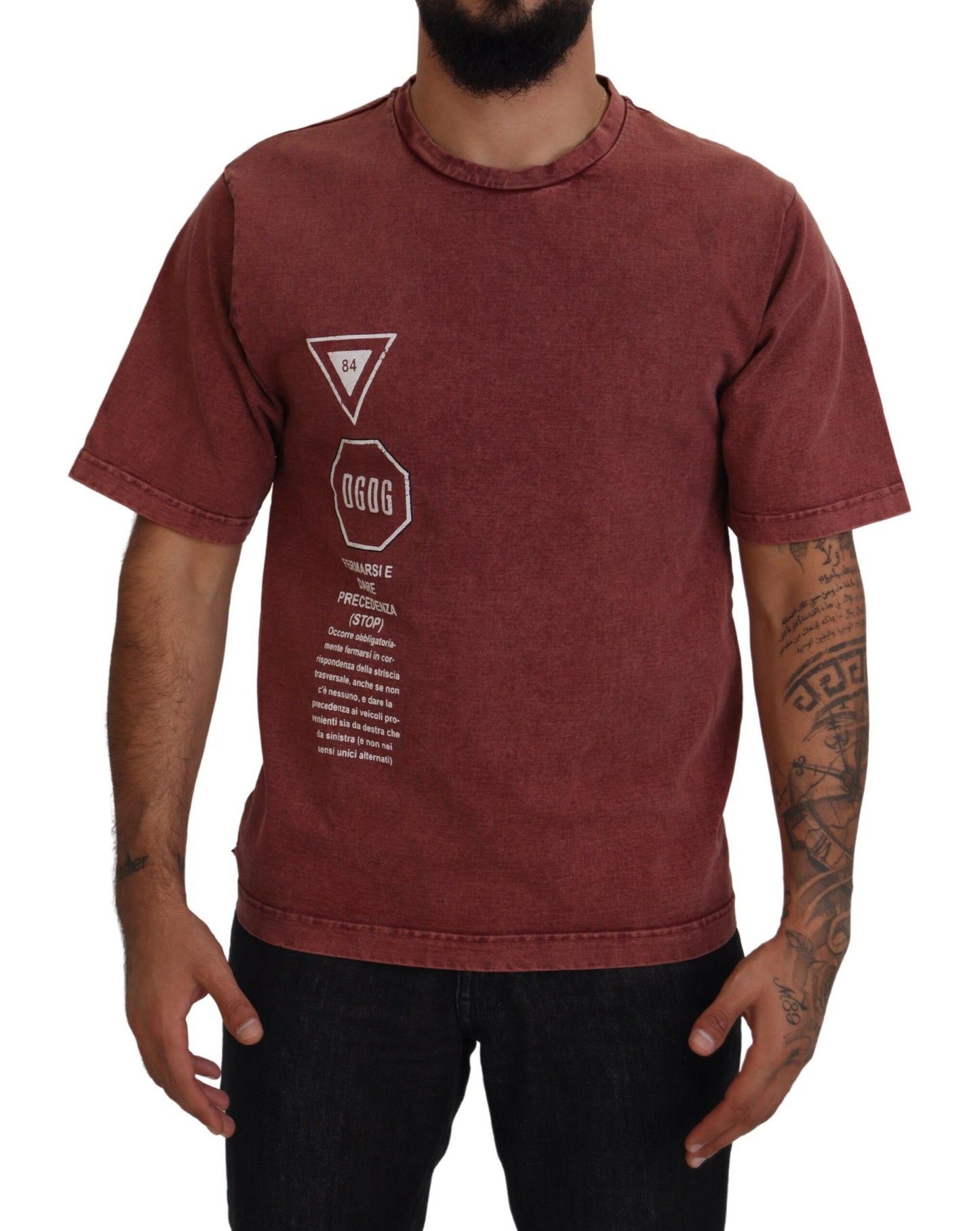 T-shirt élégant en coton imprimé marron Dolce & Gabbana