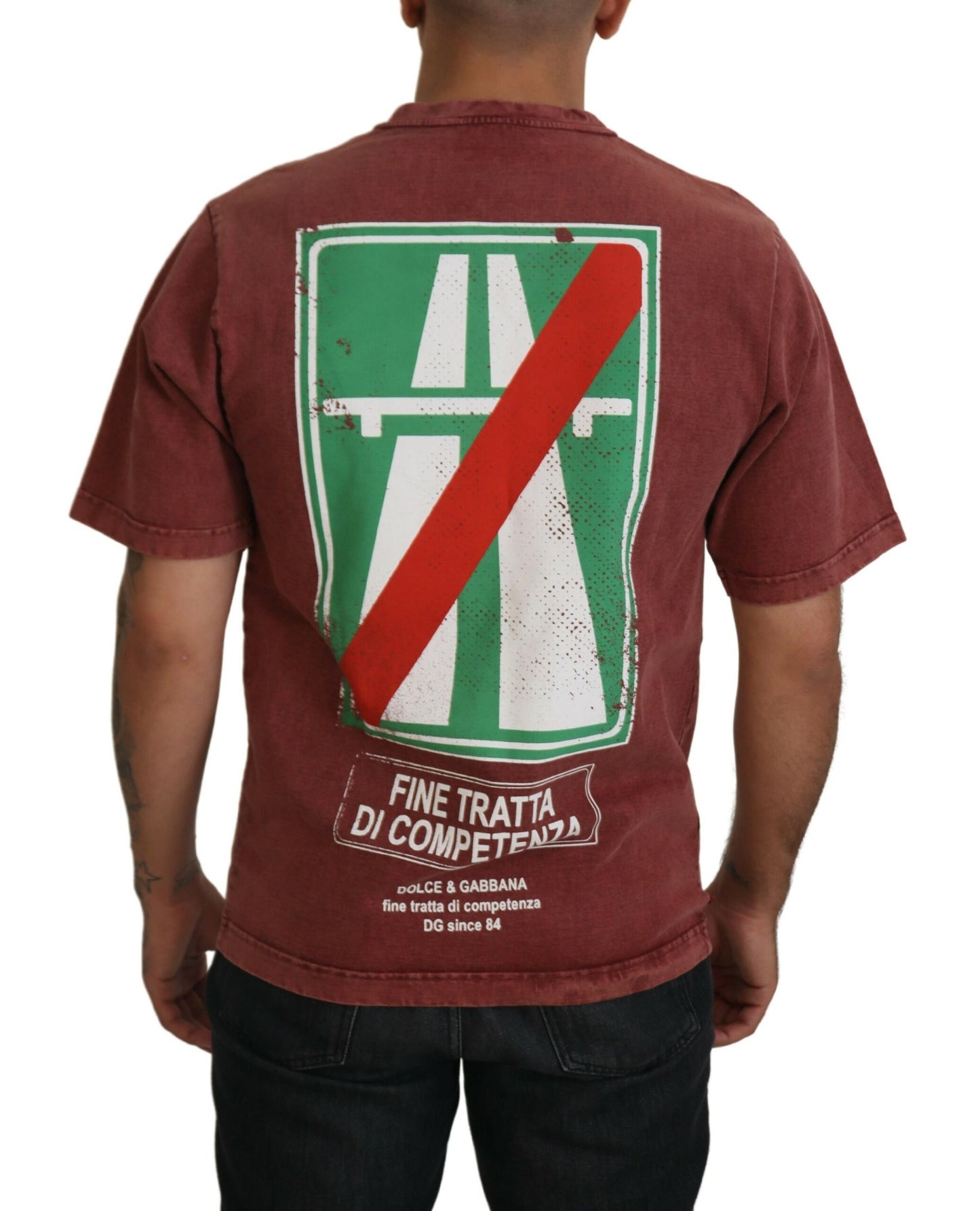 T-shirt élégant en coton imprimé marron Dolce & Gabbana