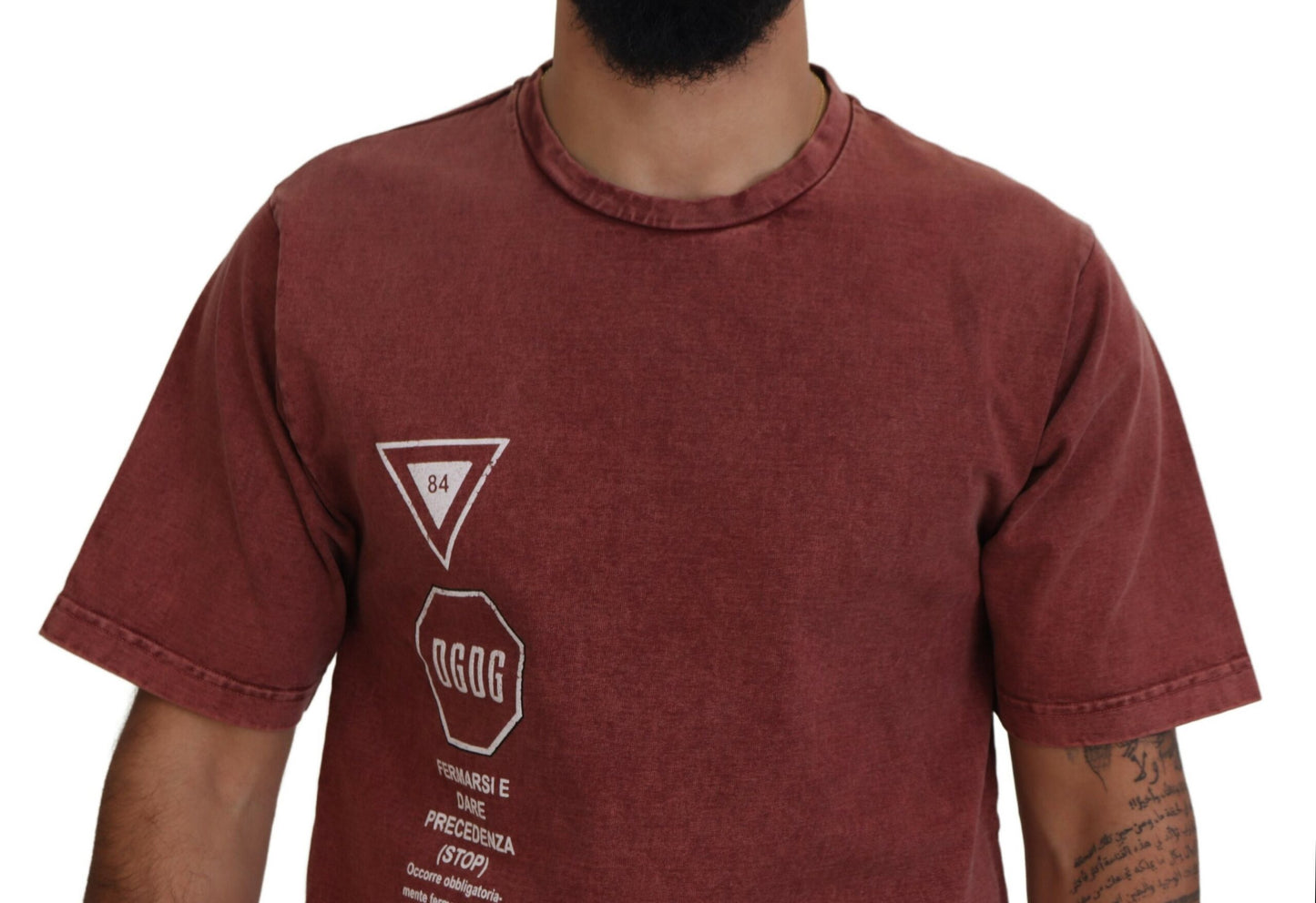 T-shirt élégant en coton imprimé marron Dolce & Gabbana