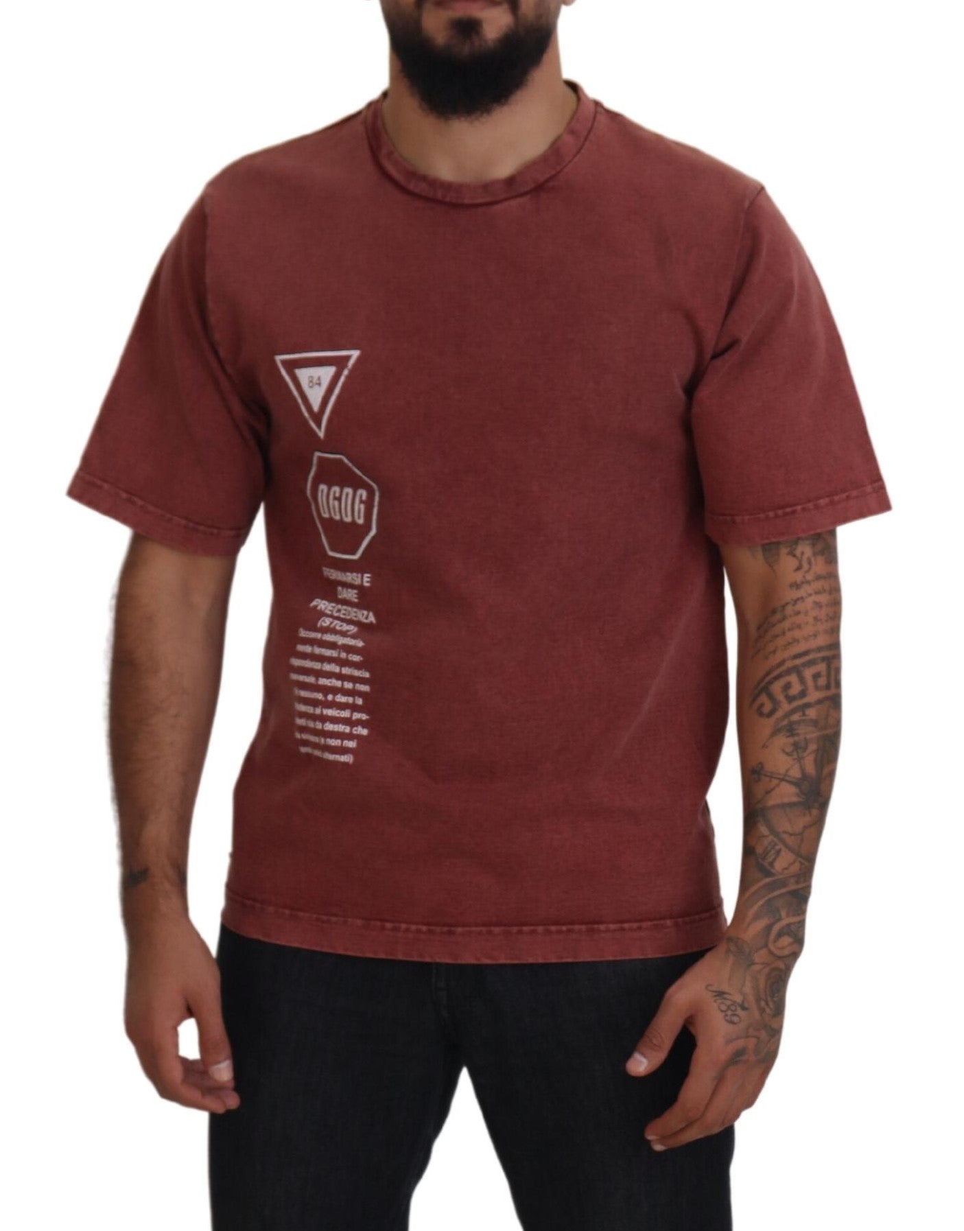 T-shirt élégant en coton imprimé marron Dolce & Gabbana