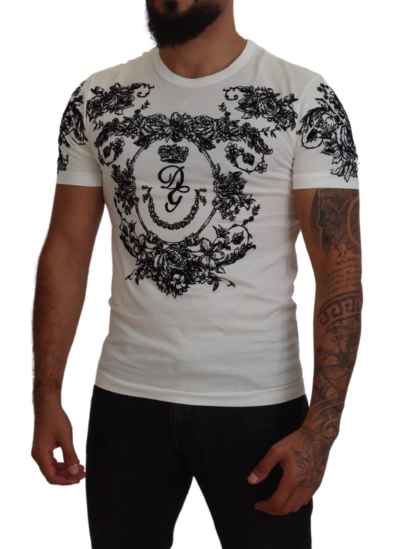 T-shirt élégant à couronne florale Dolce & Gabbana