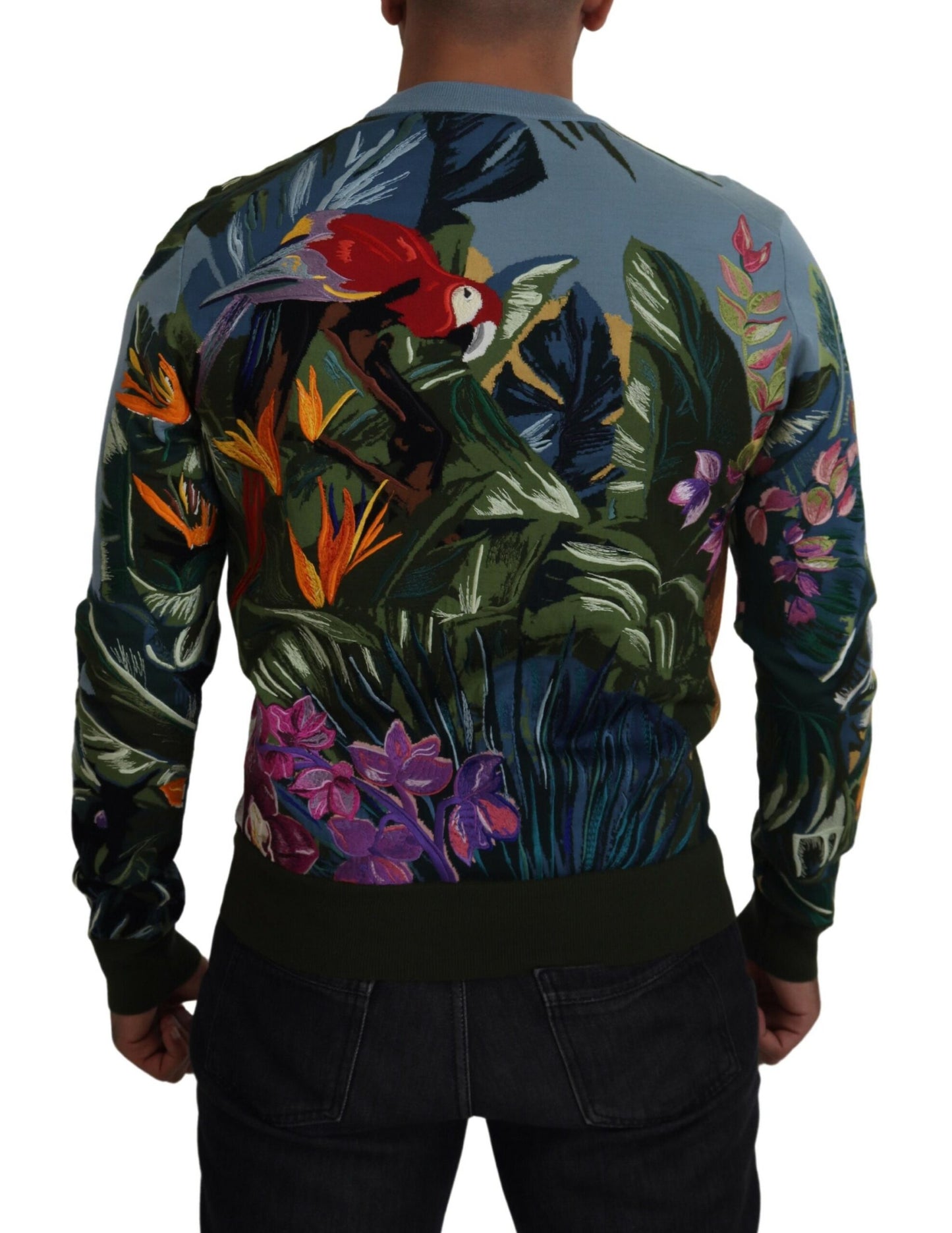 Pull en laine et soie brodé Jungle Dolce & Gabbana