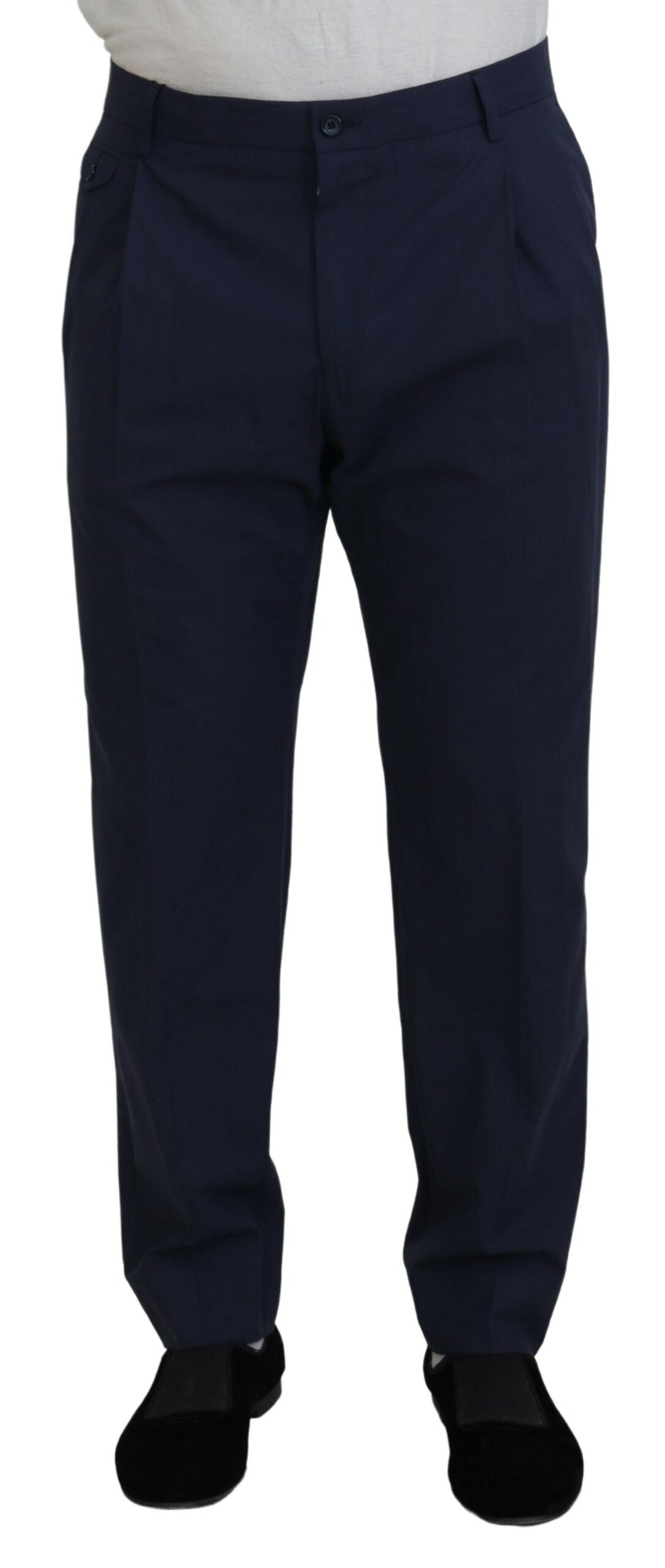 Dolce & Gabbana Dark Blue Cotton Chino Formal Pants by Dolce & Gabbana