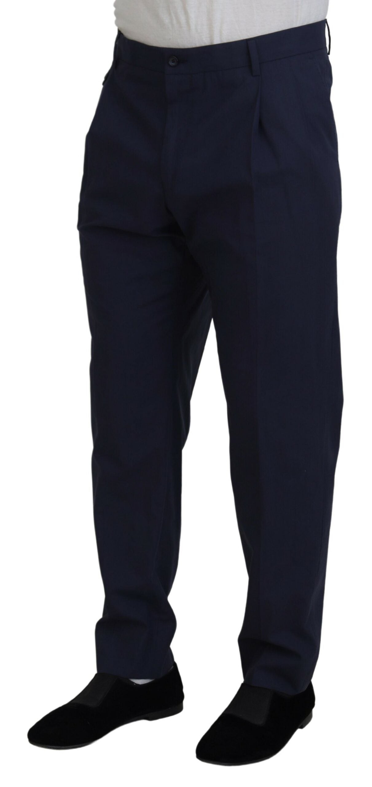 Dolce & Gabbana Dark Blue Cotton Chino Formal Pants by Dolce & Gabbana