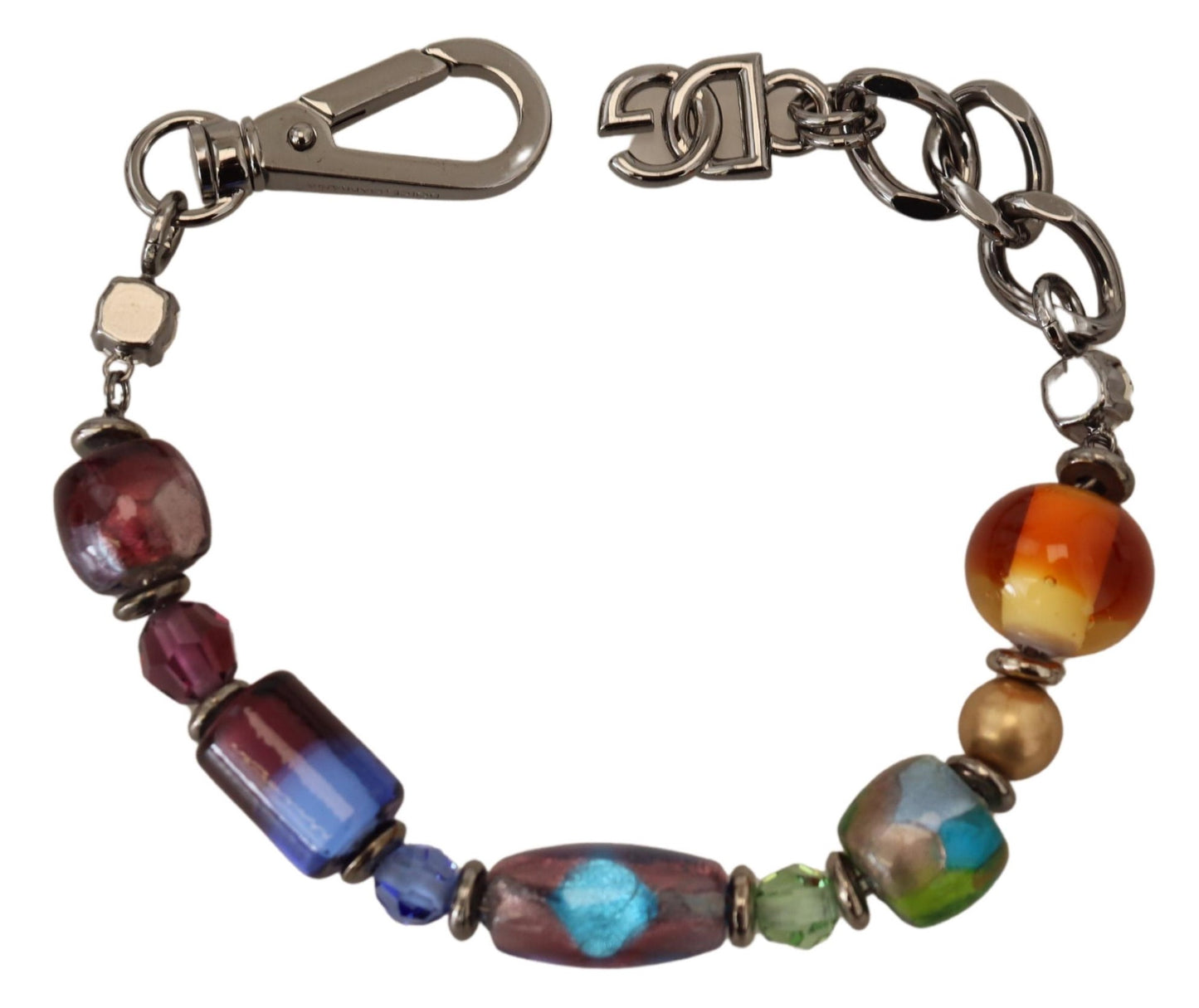 Bracelet chaîne en argent à perles multicolores Dolce & Gabbana