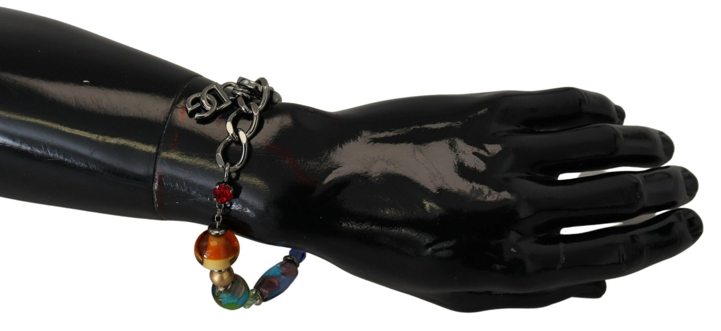 Bracelet chaîne en argent à perles multicolores Dolce & Gabbana