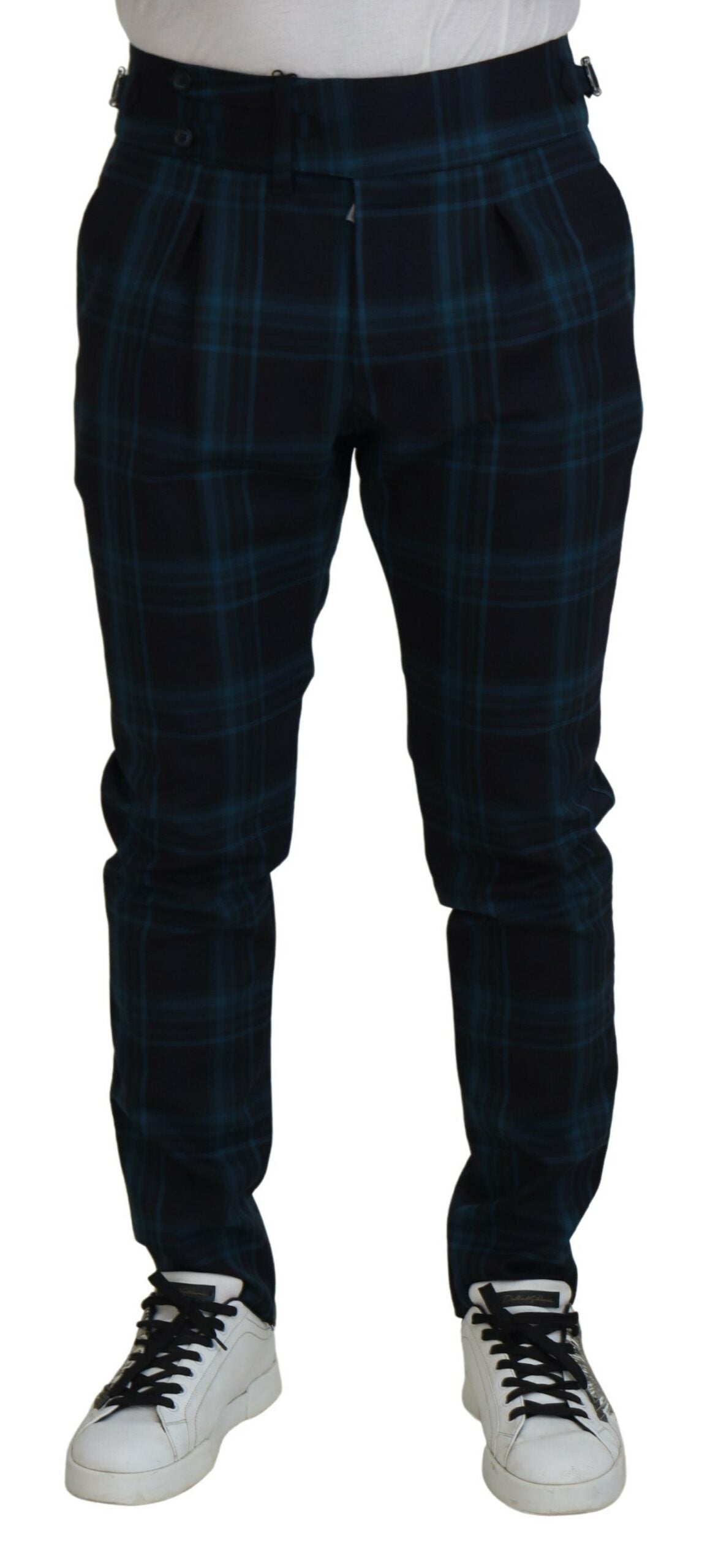 Dolce & Gabbana Blue Purple Plaid Wool Trousers Pants by Dolce & Gabbana