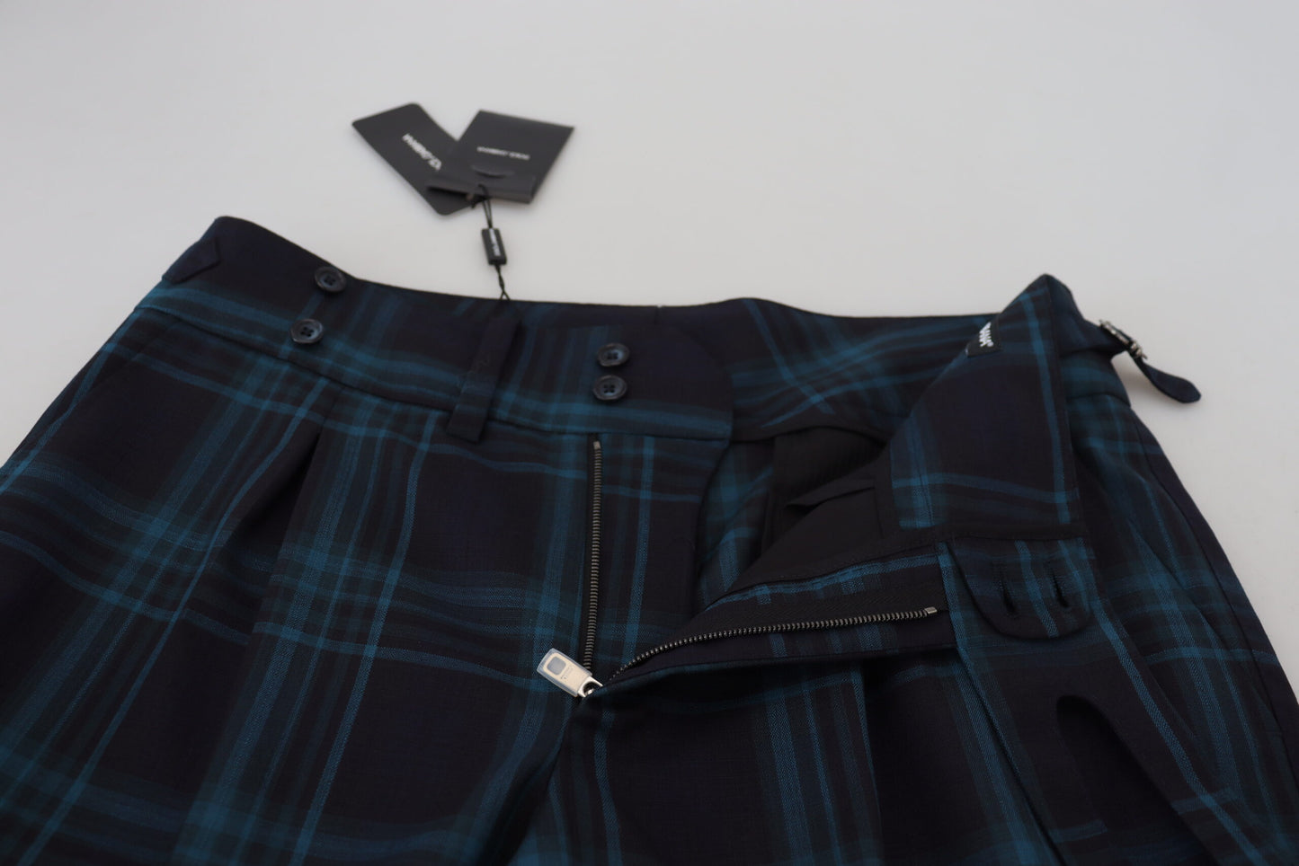 Dolce & Gabbana Blue Purple Plaid Wool Trousers Pants by Dolce & Gabbana