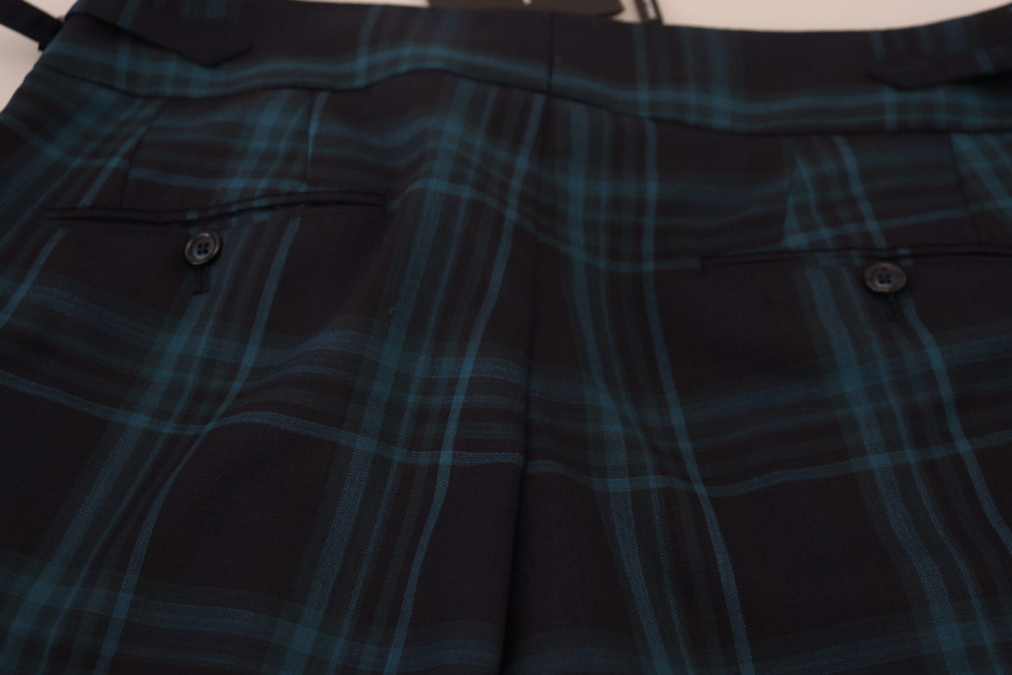 Dolce & Gabbana Blue Purple Plaid Wool Trousers Pants by Dolce & Gabbana