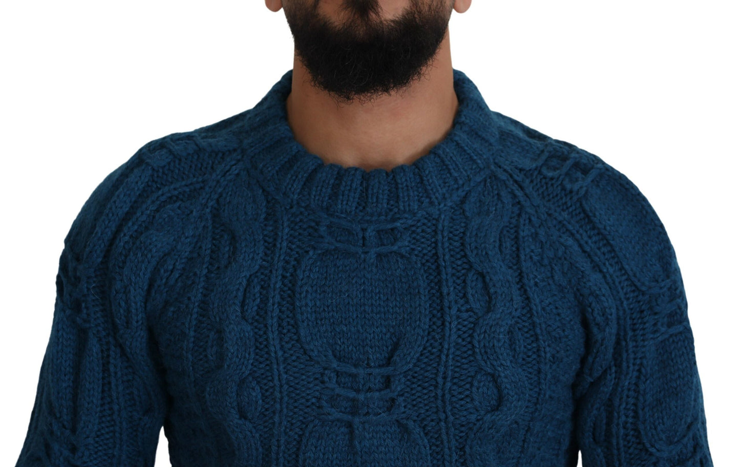 Dolce & Gabbana Blue Knitted Wool Alpaca Pullover Sweater by Dolce & Gabbana
