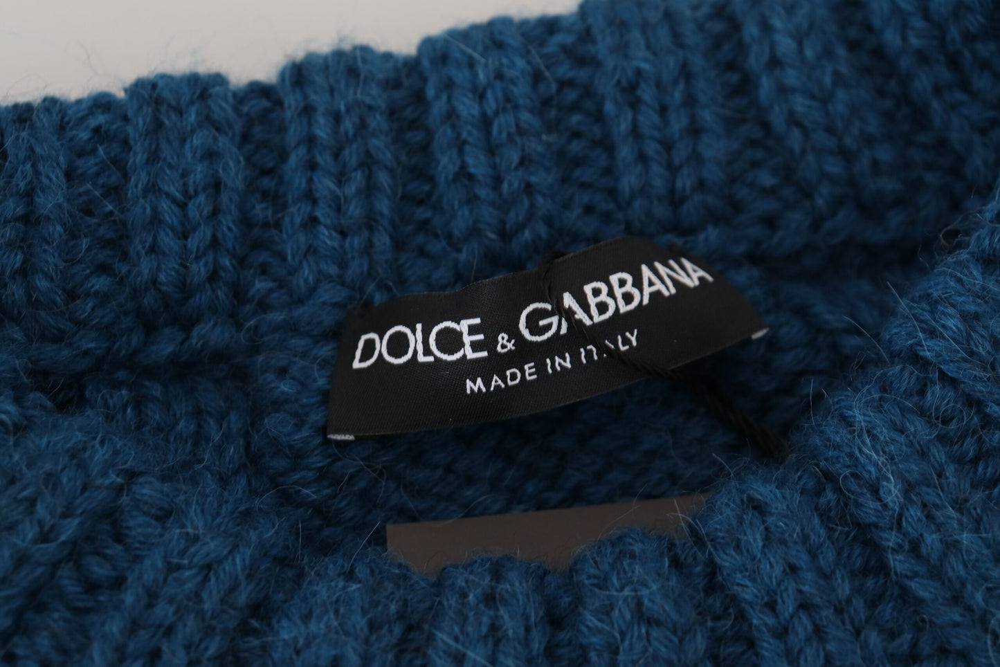 Dolce & Gabbana Blue Knitted Wool Alpaca Pullover Sweater by Dolce & Gabbana