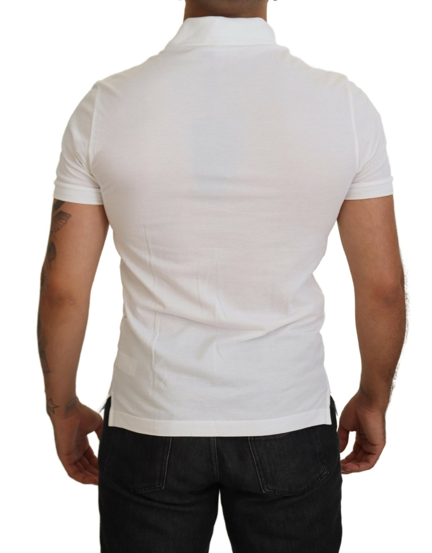 Polo élégant en coton mélangé blanc Dolce & Gabbana