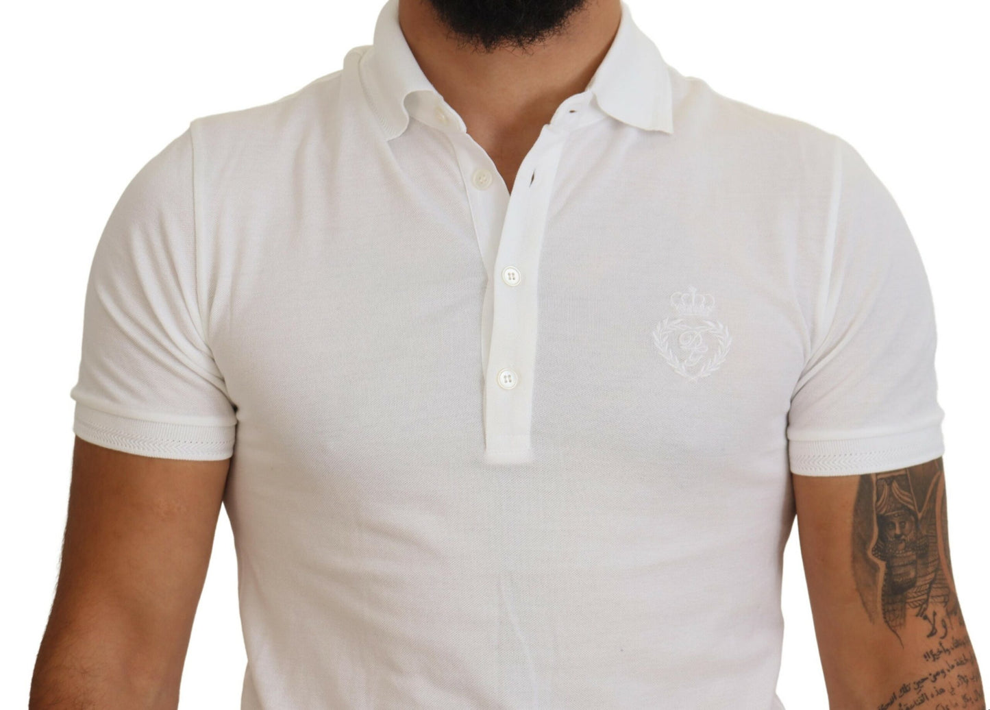 Polo élégant en coton mélangé blanc Dolce & Gabbana