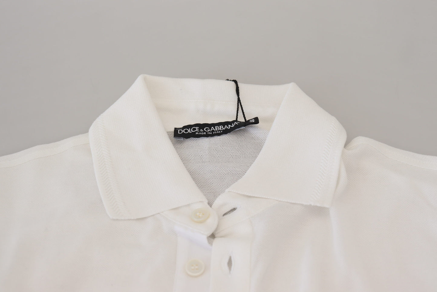 Polo élégant en coton mélangé blanc Dolce & Gabbana