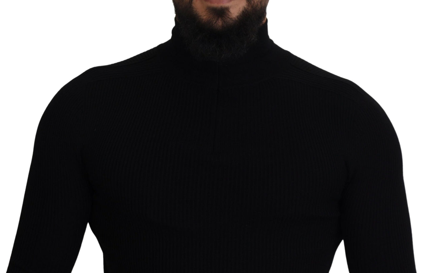 Dolce & Gabbana Black Half Zip Turtleneck Pullover Sweater by Dolce & Gabbana