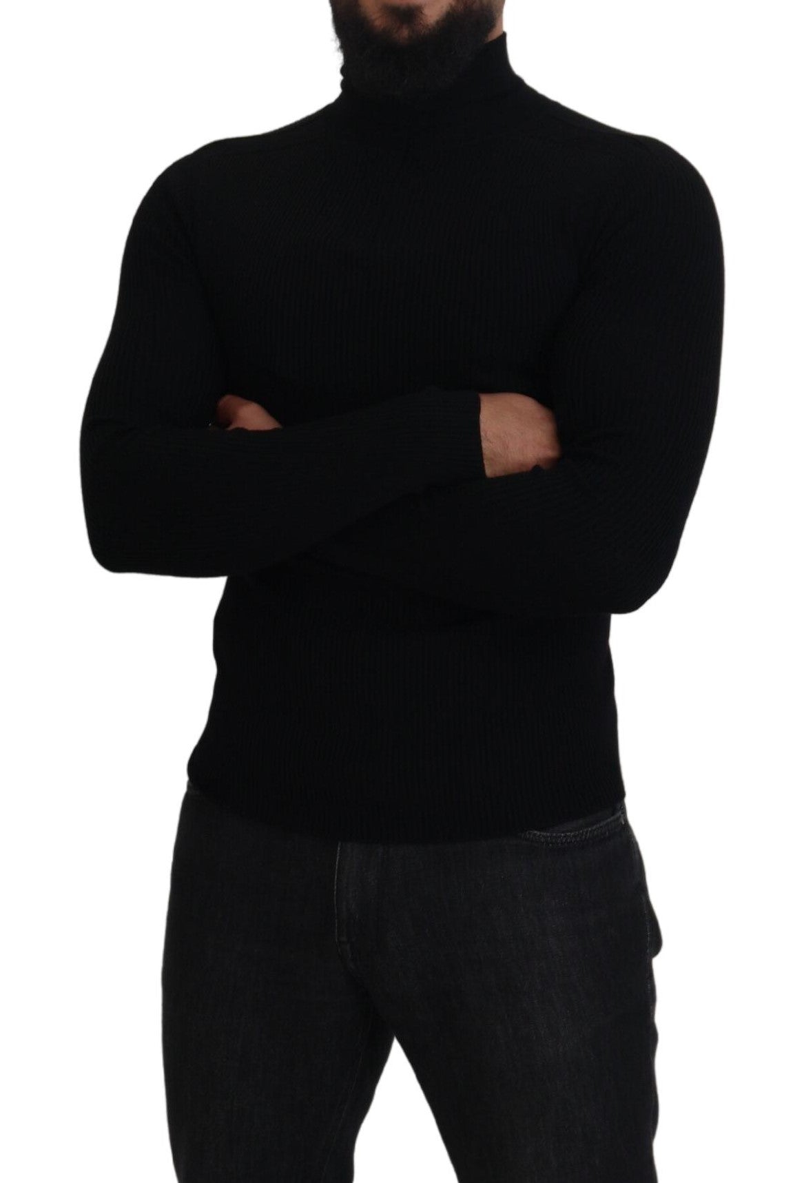 Dolce & Gabbana Black Half Zip Turtleneck Pullover Sweater by Dolce & Gabbana