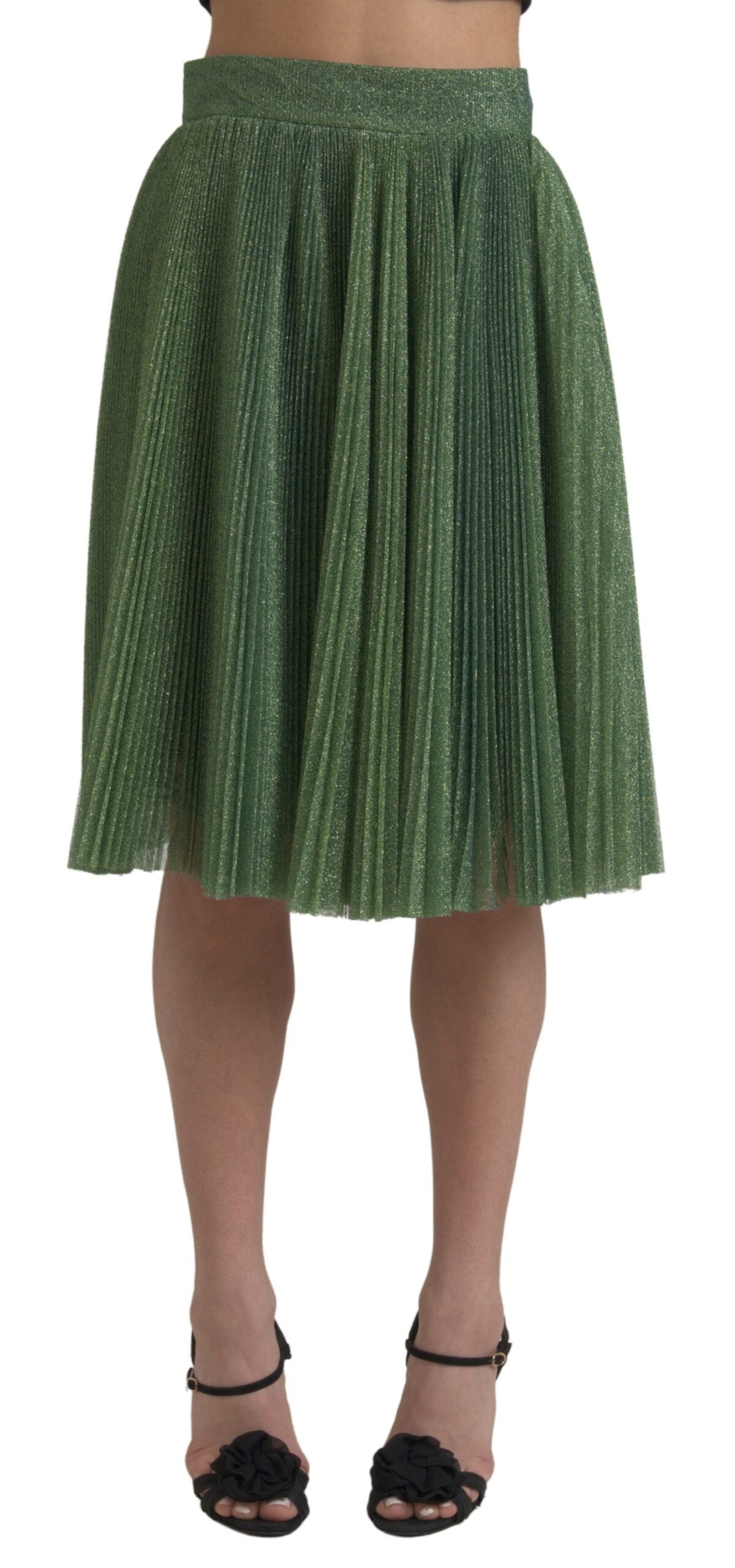 Jupe trapèze plissée vert métallisé Dolce & Gabbana
