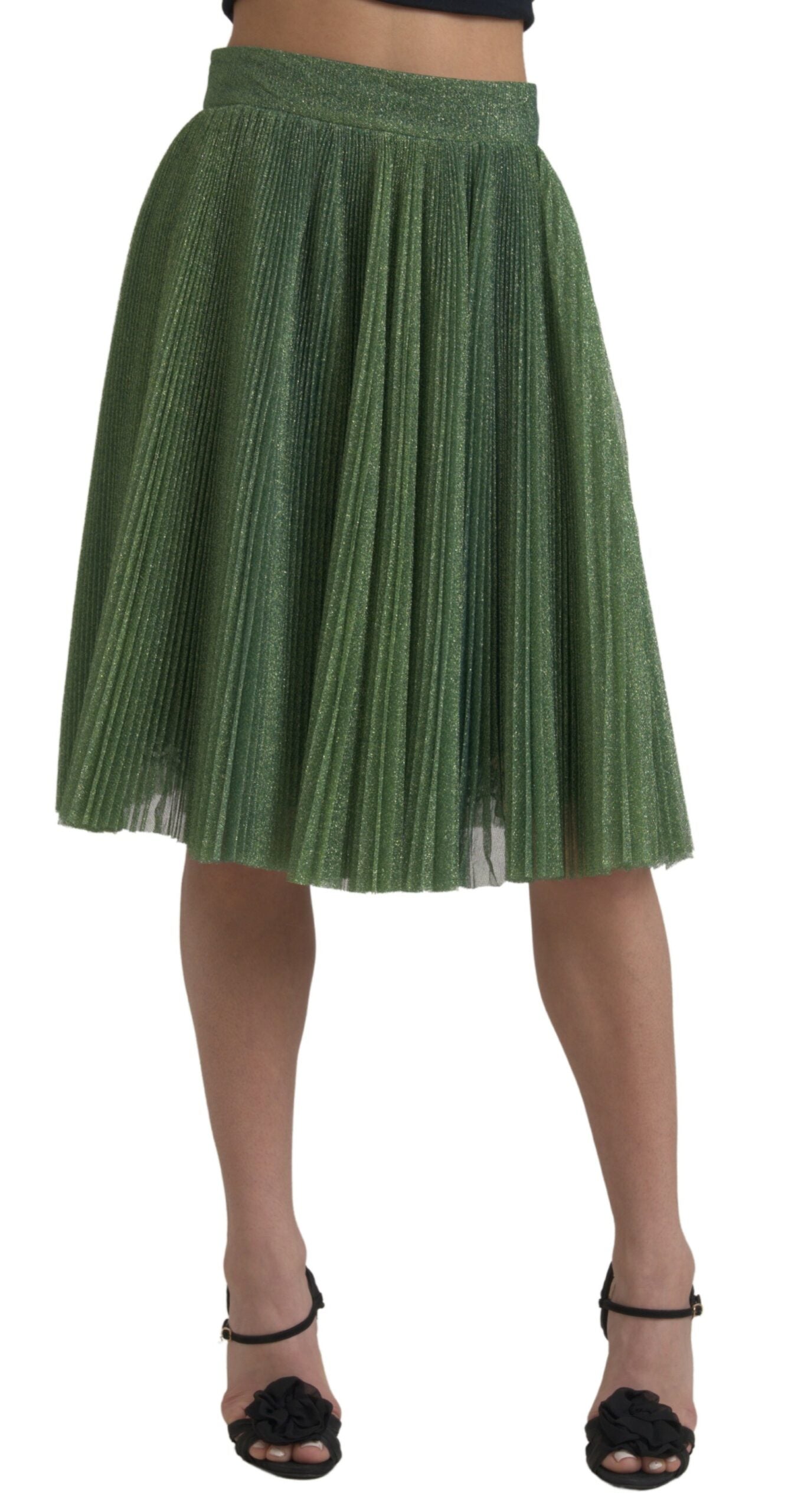 Jupe trapèze plissée vert métallisé Dolce & Gabbana