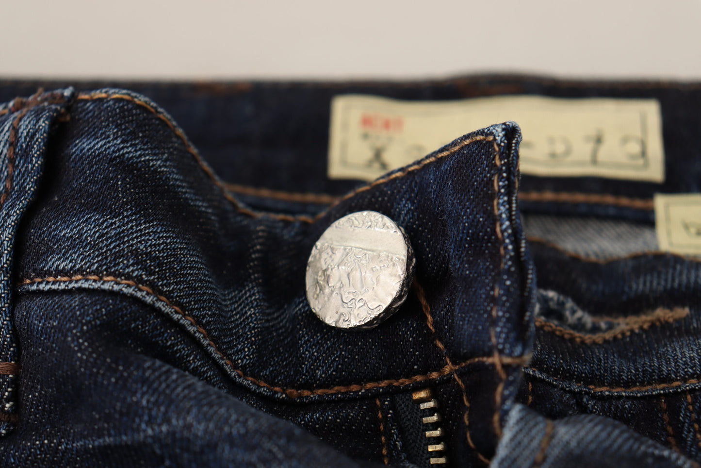 Eight Blue Washed Cotton Low Waist Skinny Denim Jeans