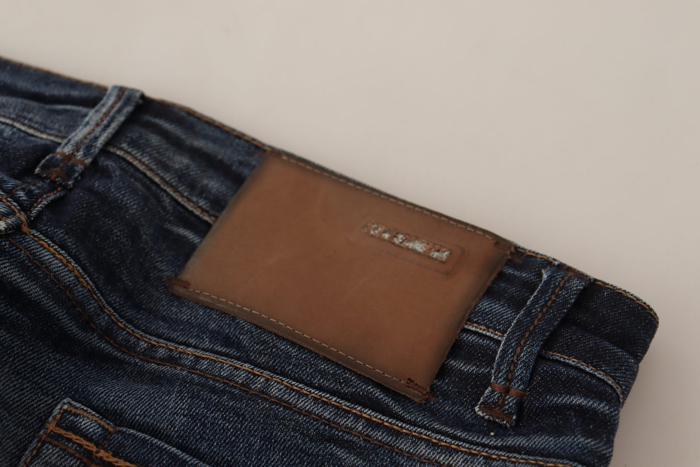 Eight Blue Washed Cotton Low Waist Skinny Denim Jeans