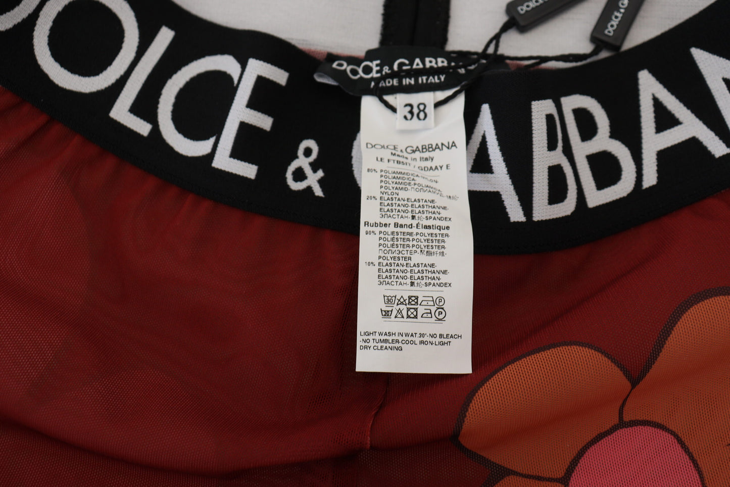 Dolce & Gabbana Red Floral Leggings Stretch Waist Pants by Dolce & Gabbana