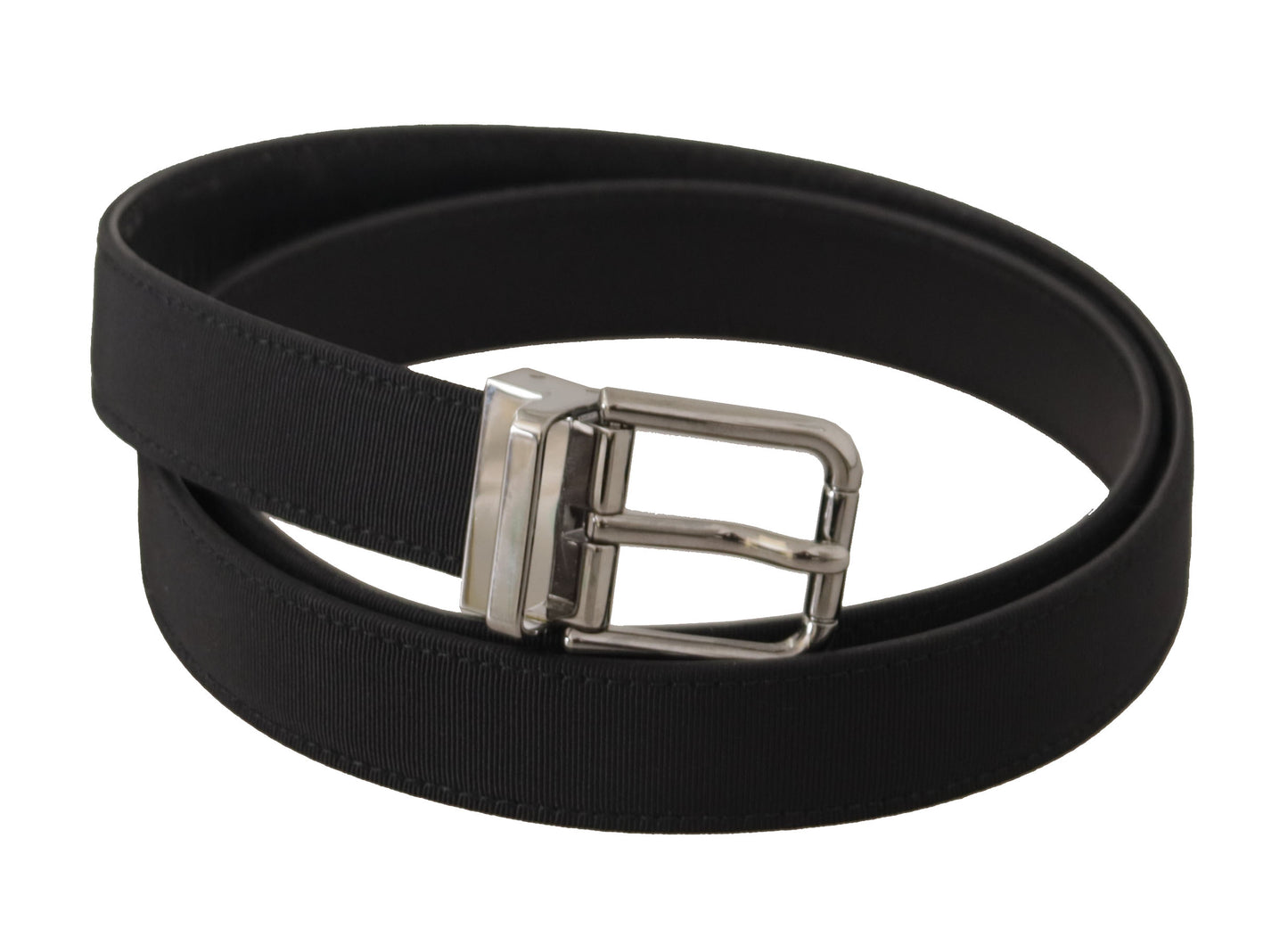 Ceinture élégante en cuir noir Dolce & Gabbana avec boucle en métal