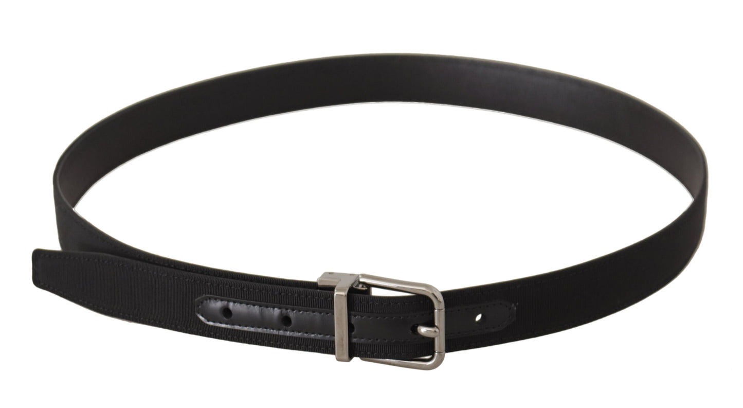 Ceinture élégante en cuir noir Dolce & Gabbana avec boucle en métal