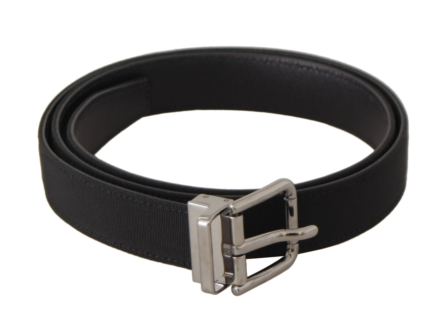 Ceinture élégante en cuir noir Dolce & Gabbana avec boucle en métal