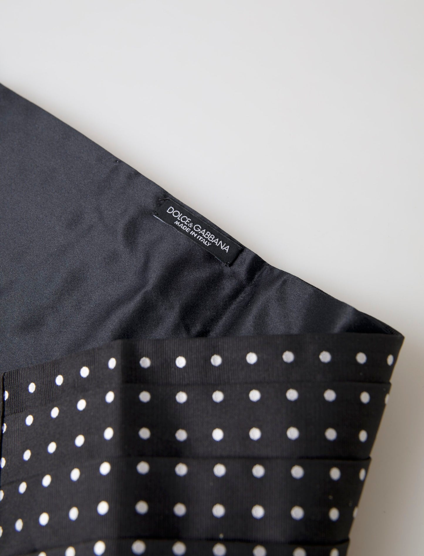 Dolce & Gabbana Black Silk Polka Waist Tuxedo Belt Cummerbund by Dolce & Gabbana
