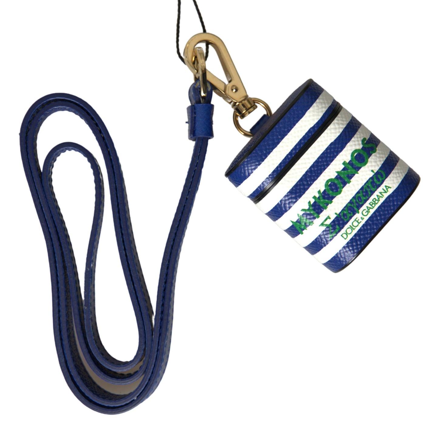 Étui pour Airpods en cuir à rayures bleues Dolce & Gabbana Chic