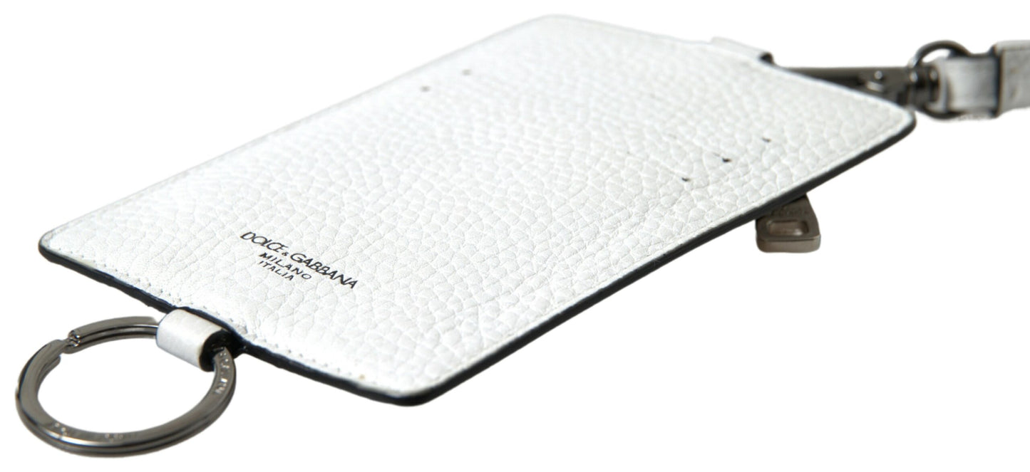 Dolce & Gabbana White Leather Lanyard Logo Card Holder Men Wallet by Dolce & Gabbana
