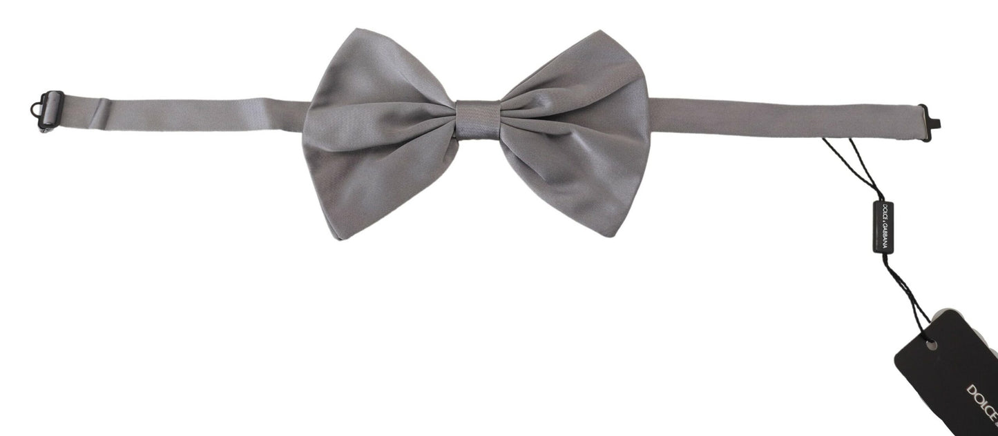 Dolce & Gabbana Élégant nœud papillon en soie gris argenté
