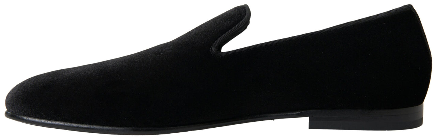 Mocassins élégants en velours noir Dolce & Gabbana pour homme